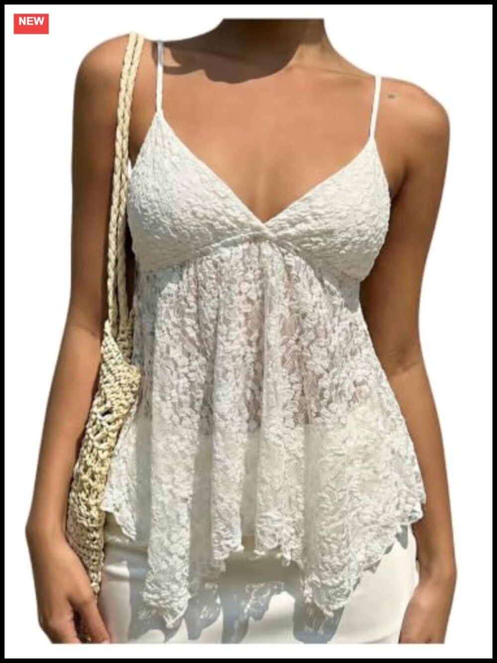 Women's Lace Babydoll Asymmetrical Camisole Sleeveless Top